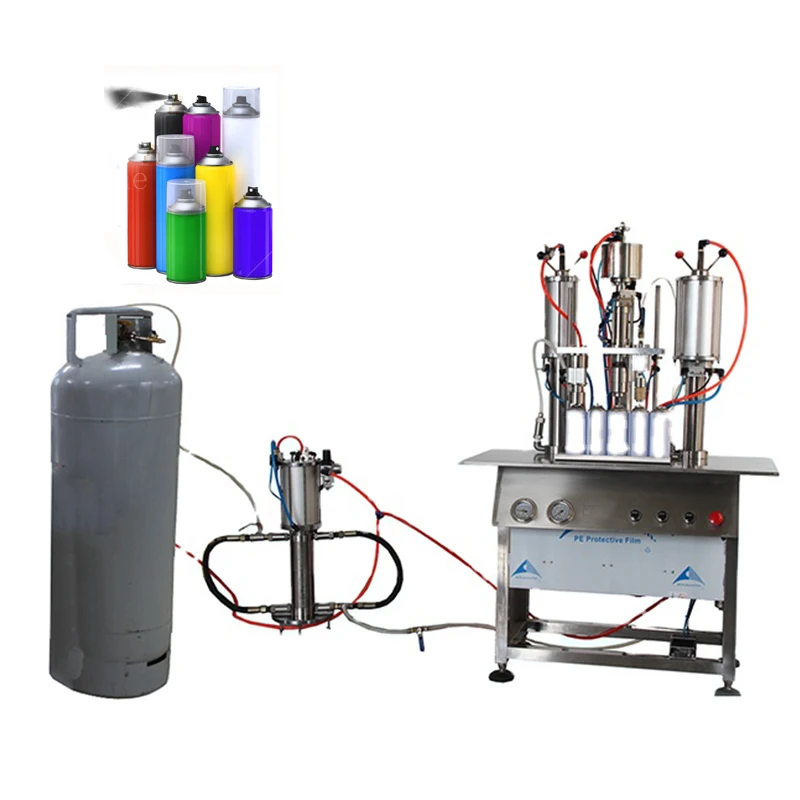 4 in 1 pneumatic aerosol gas filling machine for aerosol cans