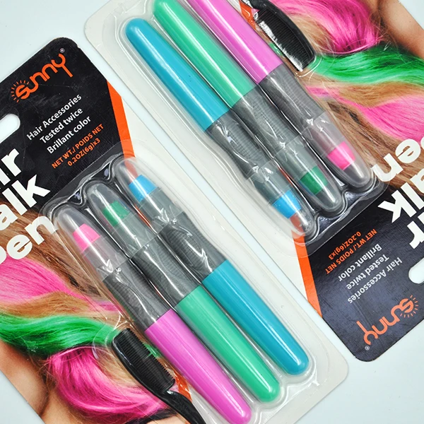 OEM brand high quality jumbo size water based 3 normal colors party use hair chalk for hair coloring cosmetic level