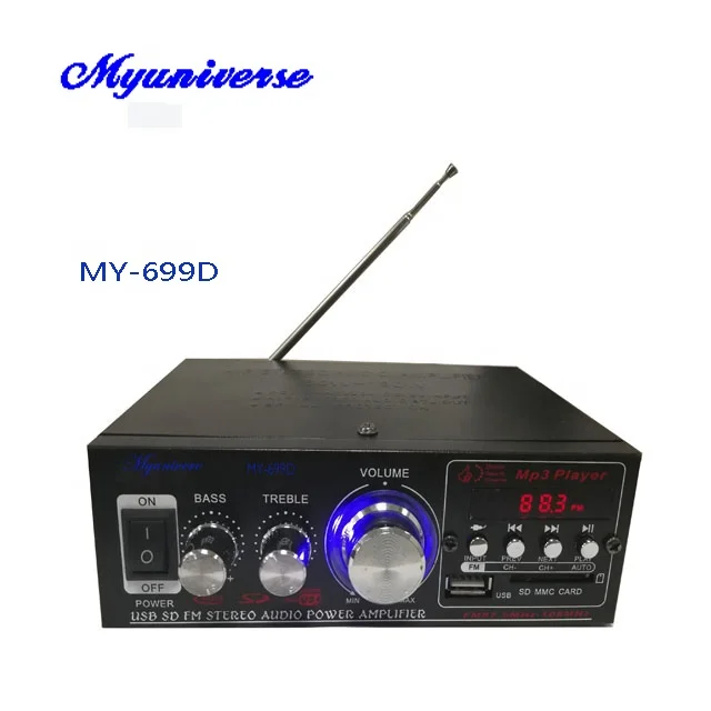 Top Selling 12v Mini Car Amplifier with USB FM BT Aux  with Remote Power Amplifier