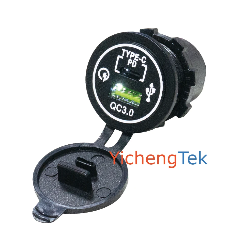 12-24V Double Port 48W Fast Charging 18W Type A QC3.0 USB Socket Type C PD 30W USB Charger