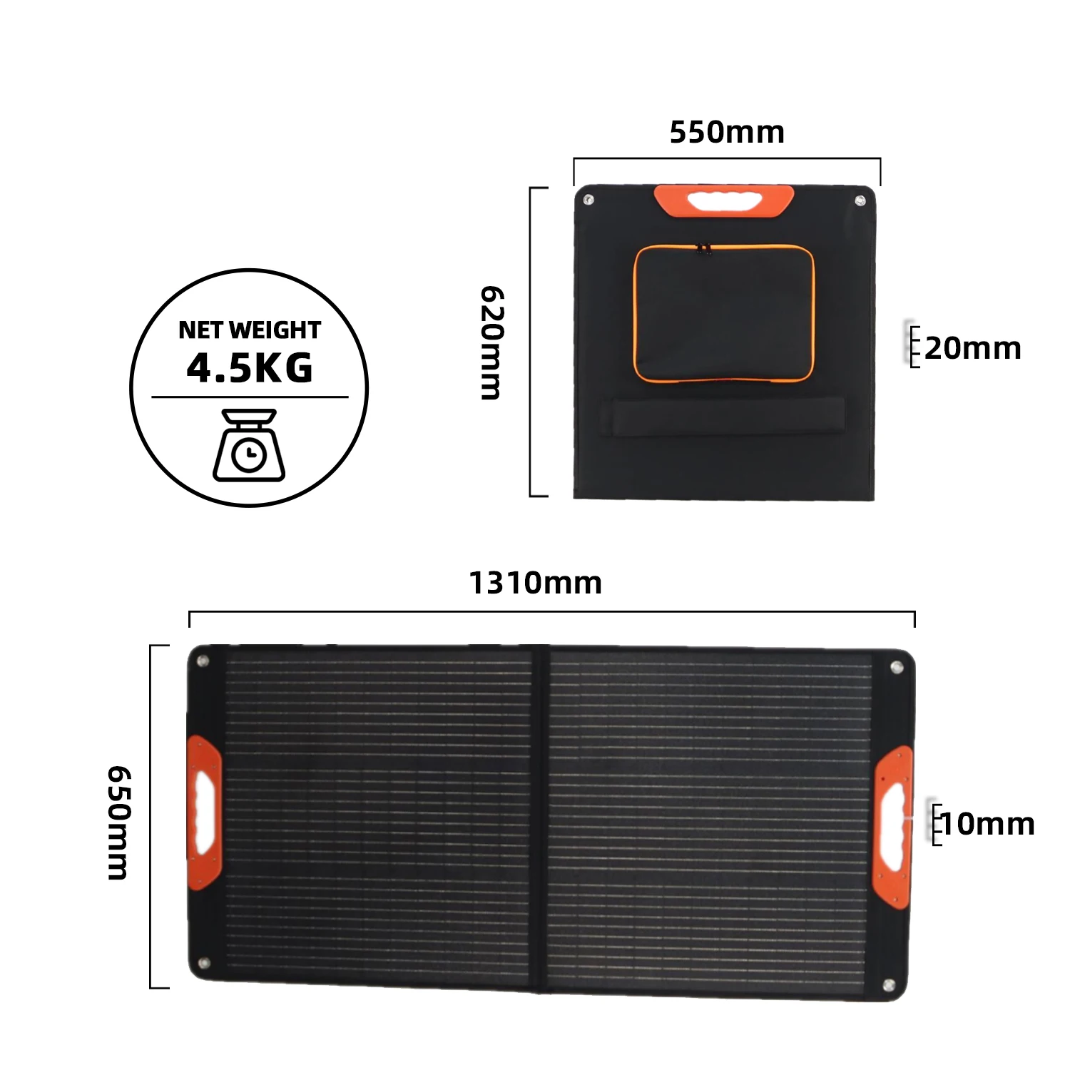 Waterproof portable foldable 100W solar panel with dual USB outdoor mobile power generation