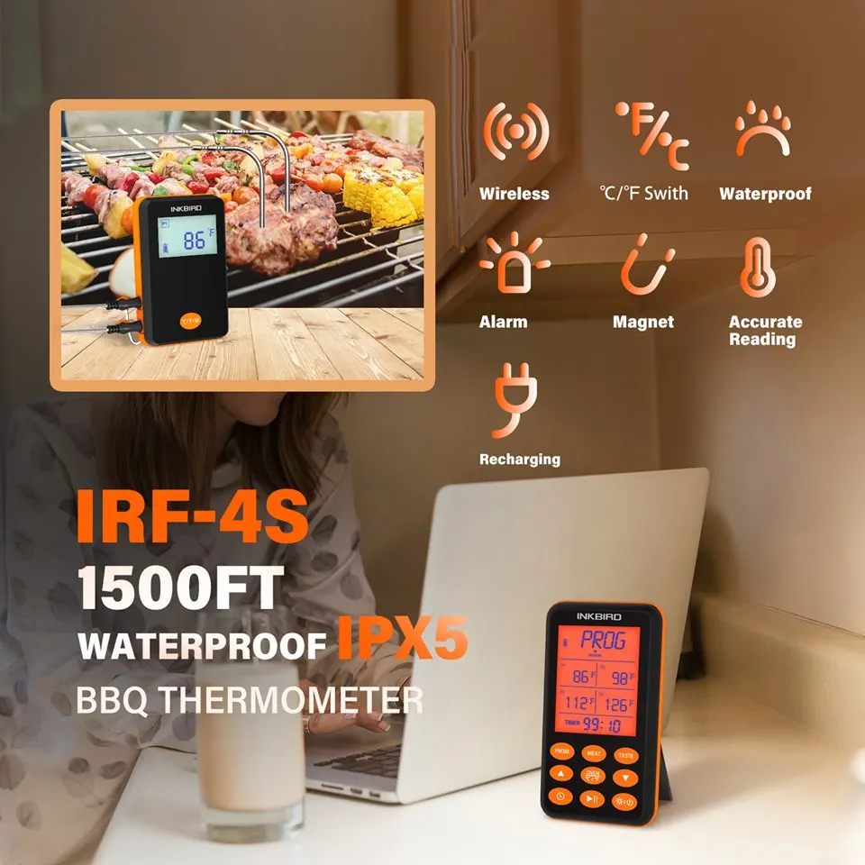  Inkbird цифровой 1500ft удаленного Кухня Мясо барбекю Гриль Термометр