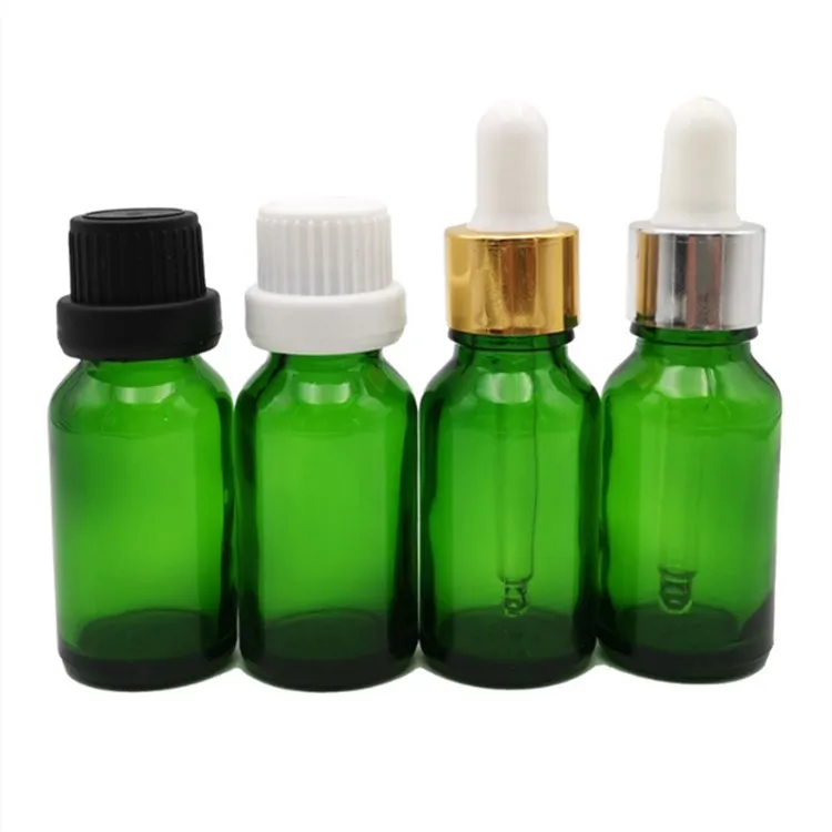 essential oil bottle 5ml 10ml  15ml 30ml 50ml 100ml green glass bottle with dropper