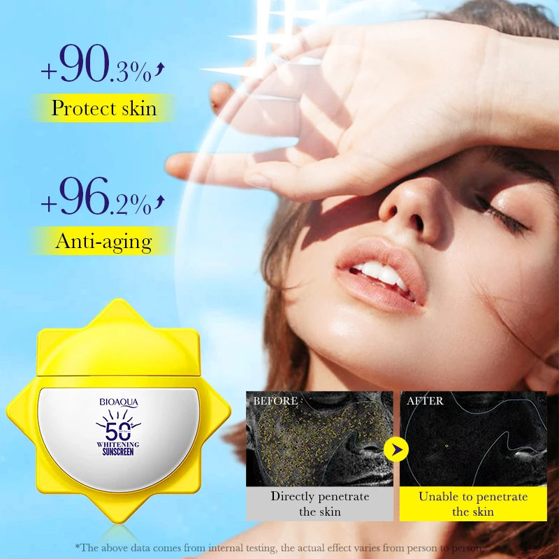 OEM ODM Korea BIOAOUA Skincare Anti Aging Sunscreen SPF 50+ PA+++ Waterproof Whitening Uva & Uvb Sun Protection Sunblock Cream