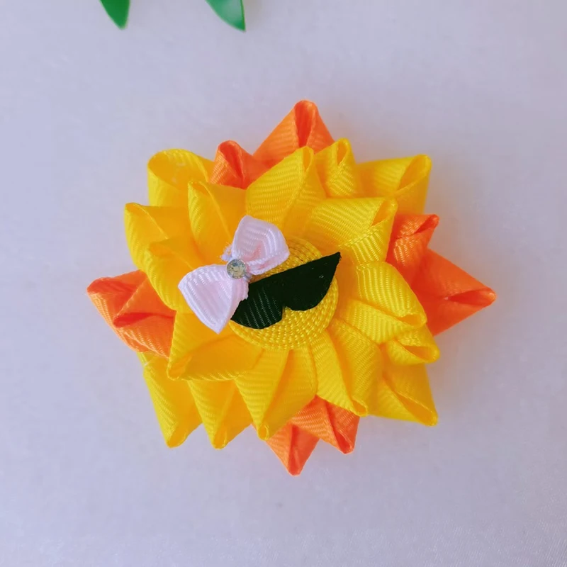 Grosgrain Ribbon Boutique Hair Bow Gradient Rainbow Hair Clip for Girls Flower Hair Accessories