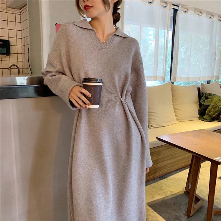 Женский Трикотажный свитер с воротником-поло