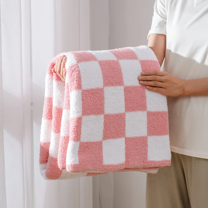 Nordic western fluffy Knitted Checkerboard  Other Blankets Soft Cozy Fuzzy Bed Best Gift Twin  Checkered Throw Blanket
