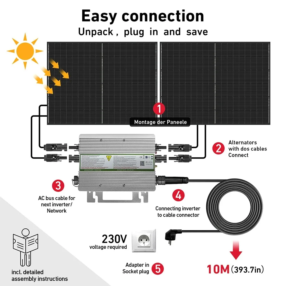 DOKIO 800W Solar Panel Set Lithium Battery Inverter Plug Play Balcony Solar System MPPT Controller Home Complete Kit-EU Stock