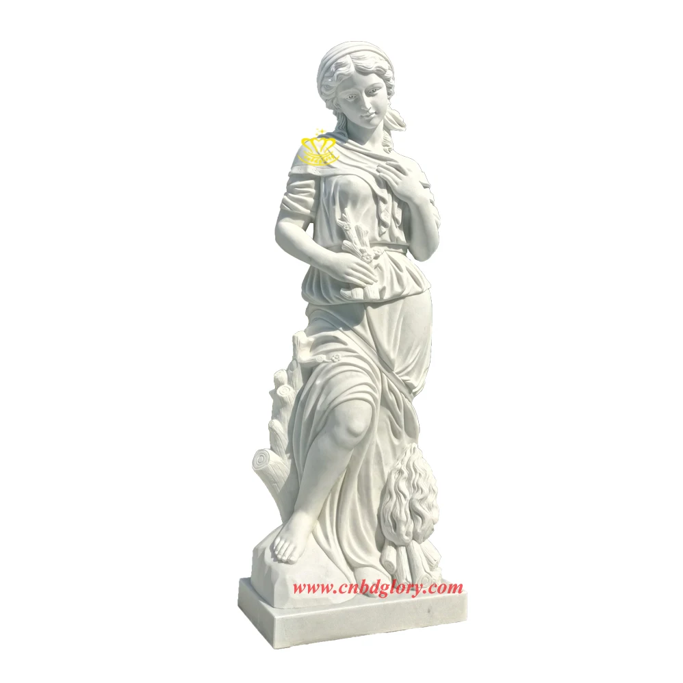 Outdoor garden Street Landscape decoration Design stone art Sculpture Beautiful Marble hold jar lady Statue