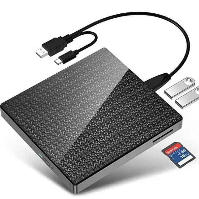 4 In 1 External CD DVD Drive USB-C USB 3.0/2.0 Player Burner Writer for Laptop PC Mac HP