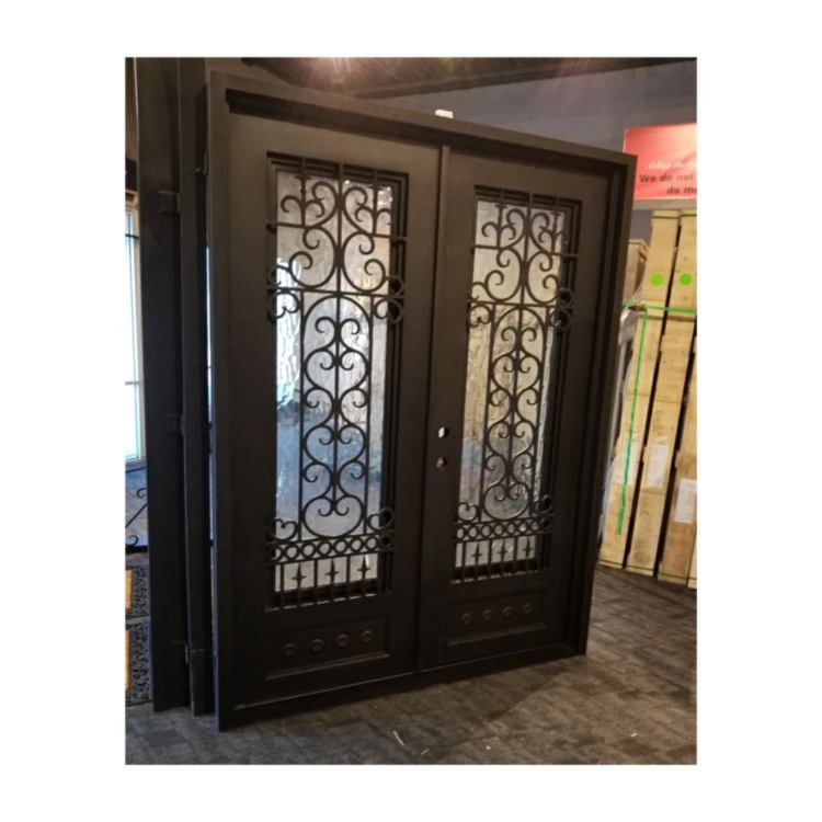 Wrought iron safety entry door Wrought Iron Entry Doors With Double Strength Exterior Front Security Doors For House