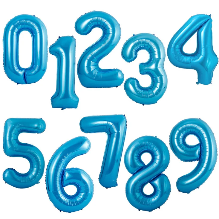 New color happy birthday anniversary party 40 inch Turquoise blue color nylon foil number balloons