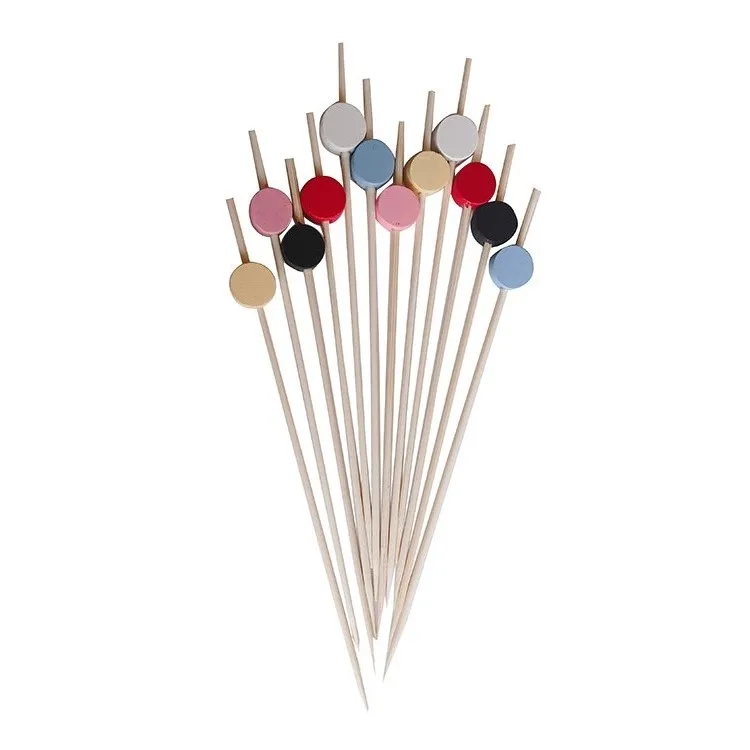 Disposable 100% Bamboo Cocktail Skewers Colorful Bamboo Sticks With Fruit