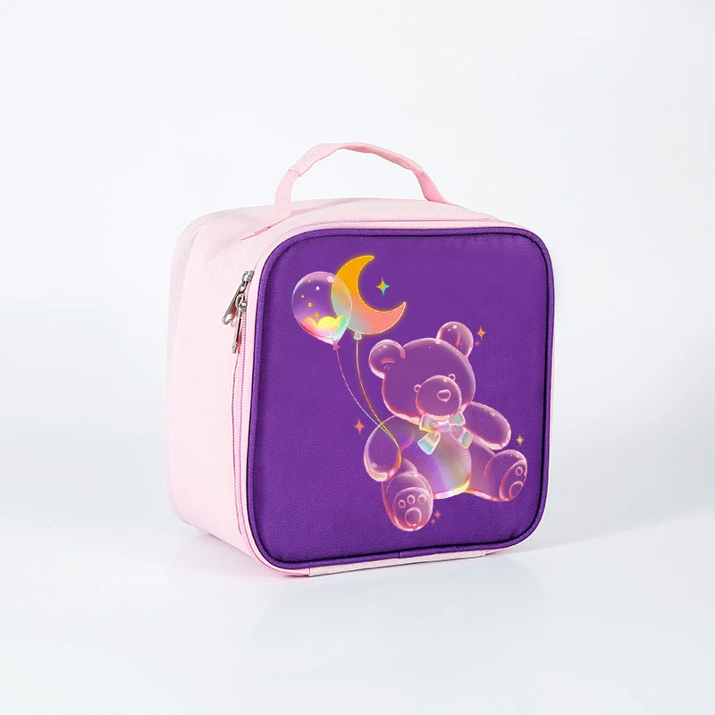 New 2024 customized lunch box set portable hand bag kids with insulated bag plastic water bottle 21*21*12cm