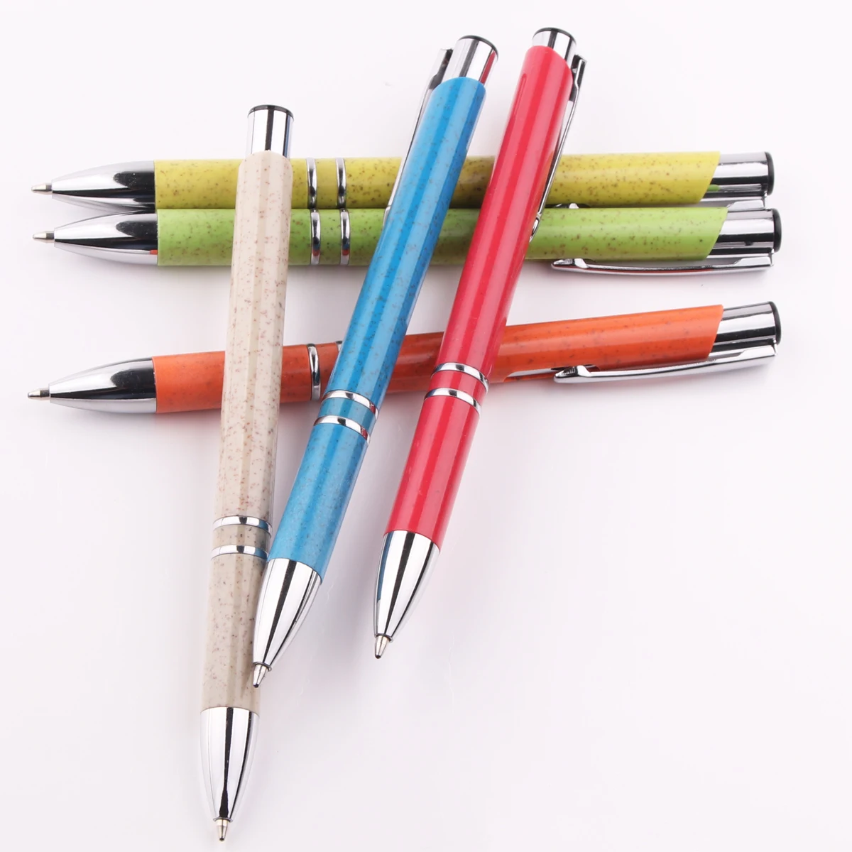 Customized eco friendly pen ball recycle plastic wheat straw pen promotional personalised recycled plastic pen