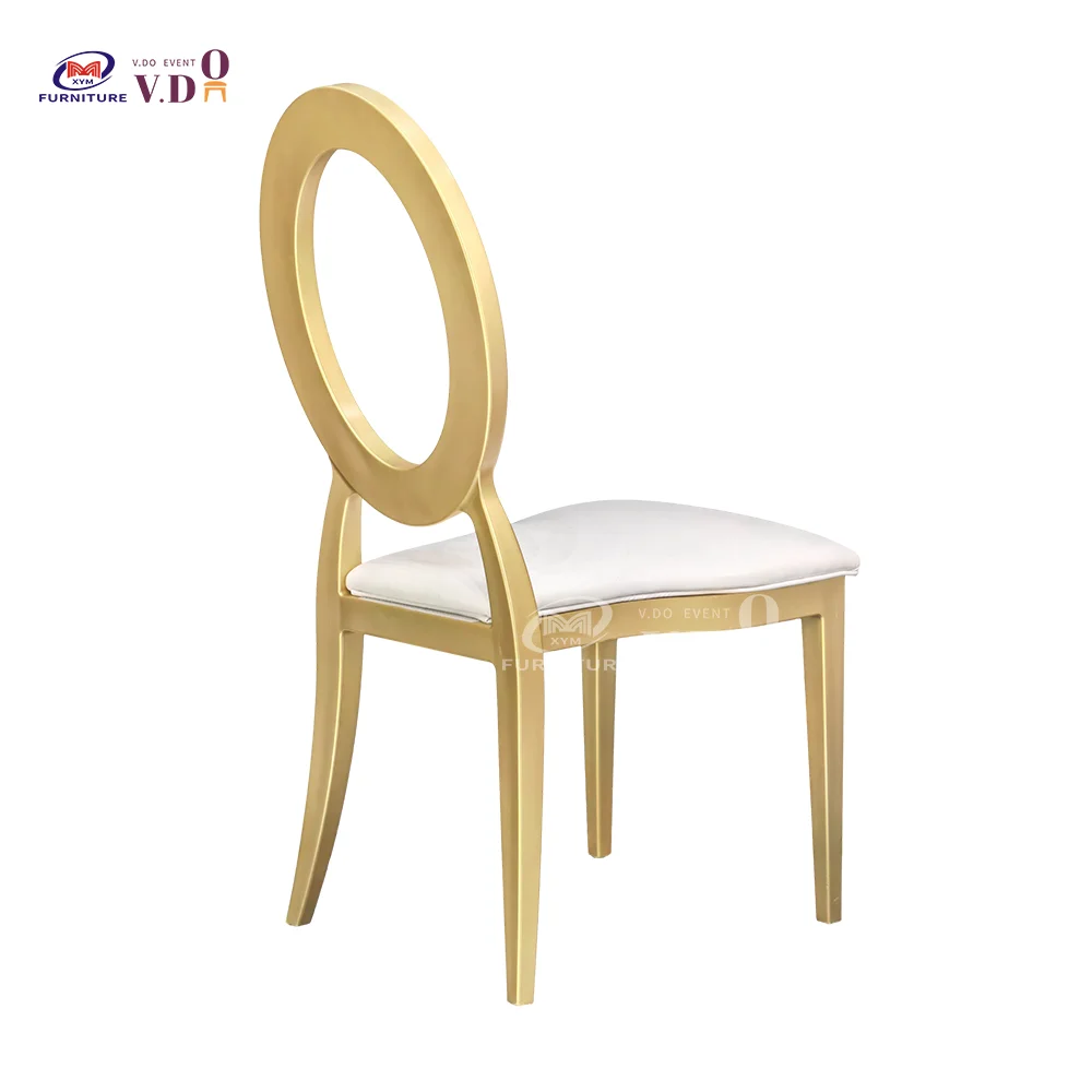 Stainless Steel Changeable O Round Back Design Stackable Restaurant Chairs Gold Hotel Banquet Wedding Event Dining Chair