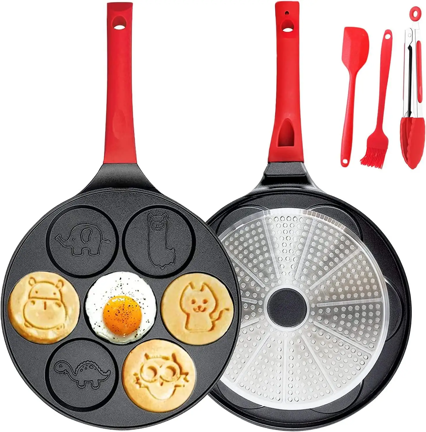 Household Non-stick Induction Pan Cooker Frying Pan Smiley Face Mini Pancake Waffle Pan Commercial