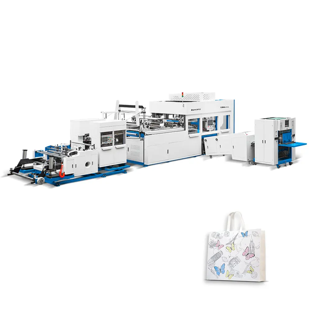 China Manufacturer Nonwoven Fabric Bag Making Machine , Fully Automatic Non Woven Shopping Box Bag Making Machine