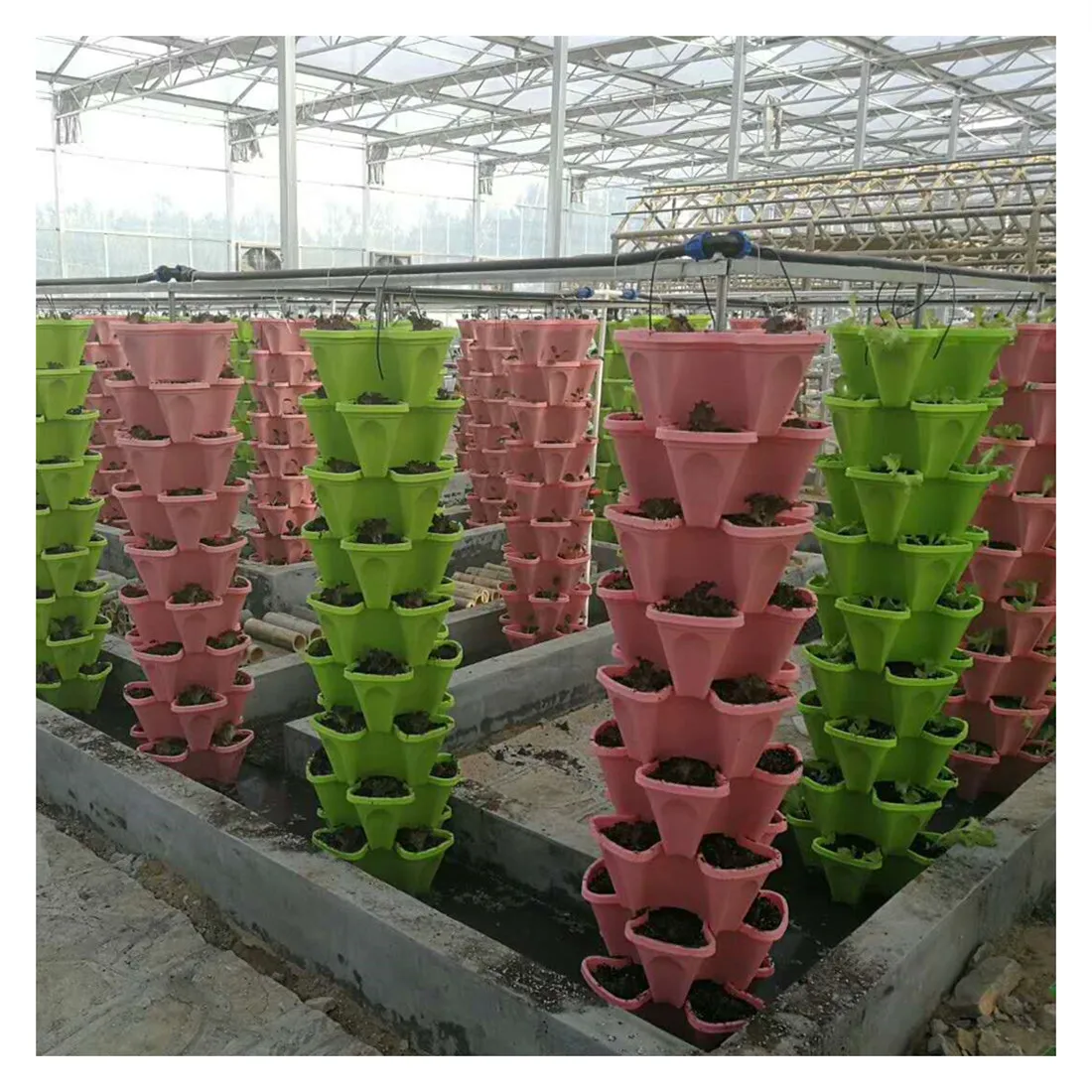 DIY Tier Planters Pot Stackable Irrigation System Colorful DIY Stacking Planter
