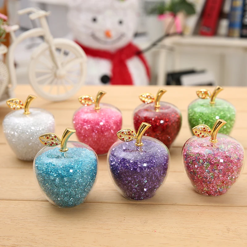 
Stunning Gift Idea Crystal Apple Paperweight Filling with Rhinestones Inside for Souvenir Gift Crystal 