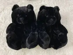 Drop shipping in stock high quality teddy bear slippers indoor and outdoor ladies non-slip bear plush slippers