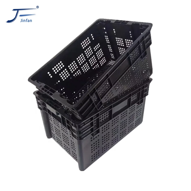 Supermarket PP PE Material Plastic Stackable Fruit Vegetable Turnover Crate