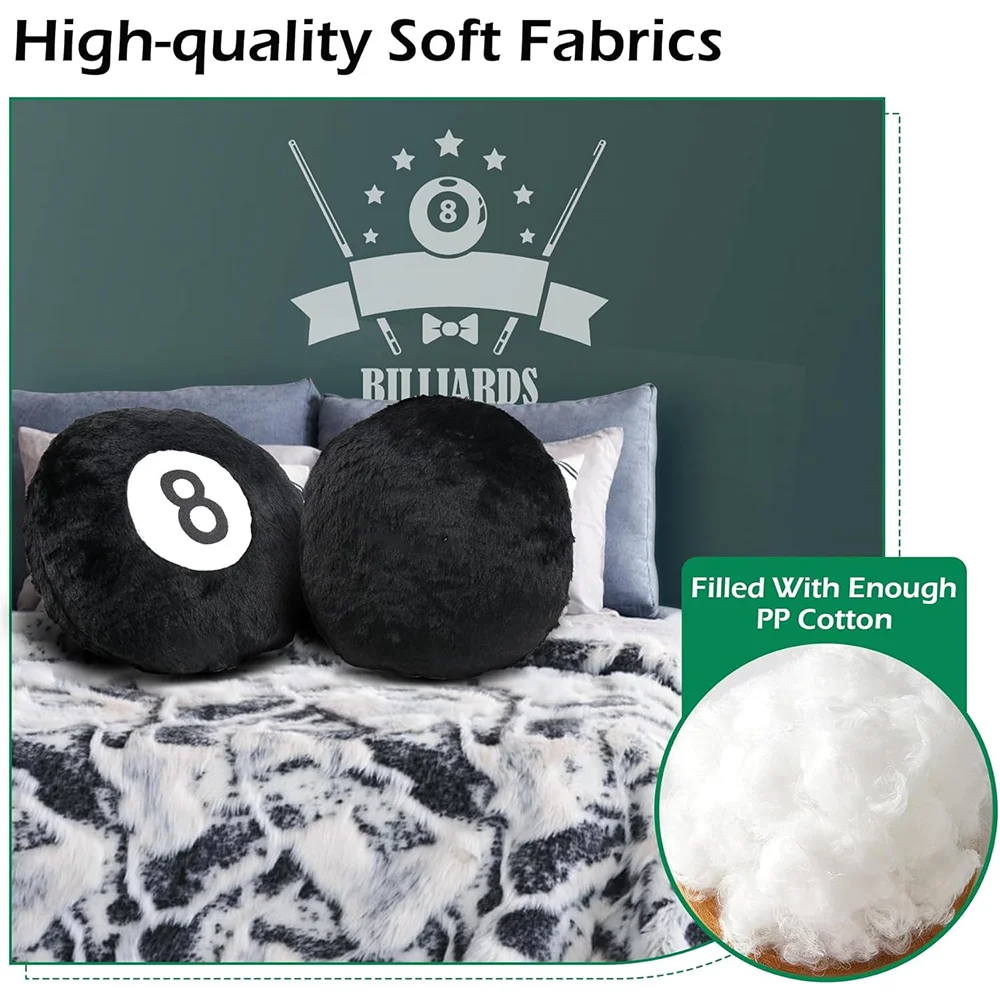 Table Tennis Black 8 Ball Stuff Pillow Sporty Bed Gaming Cozy Cushion Beatselling 14 Inch Throw Pillow for Home Decor Luxury