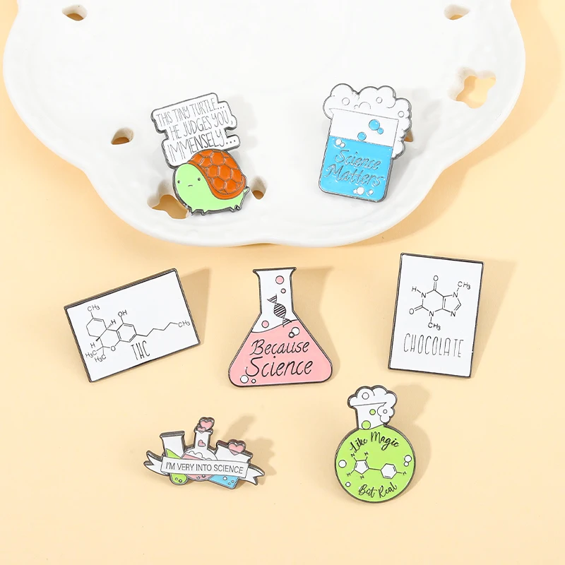 Enamel Pins Chemical Equipment Style Bottle Chemical Formula  Punk Badge Backpack Jewelry Student Gift Metal Customizable Brooch