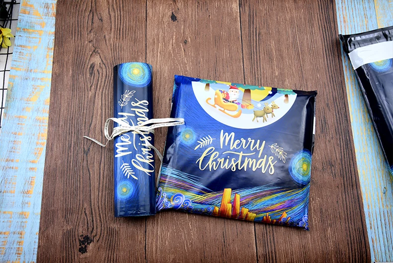 wholesale compostable paper courier bag making machine wholesale Christmas pattern courier delivery bag for shipping clothing
