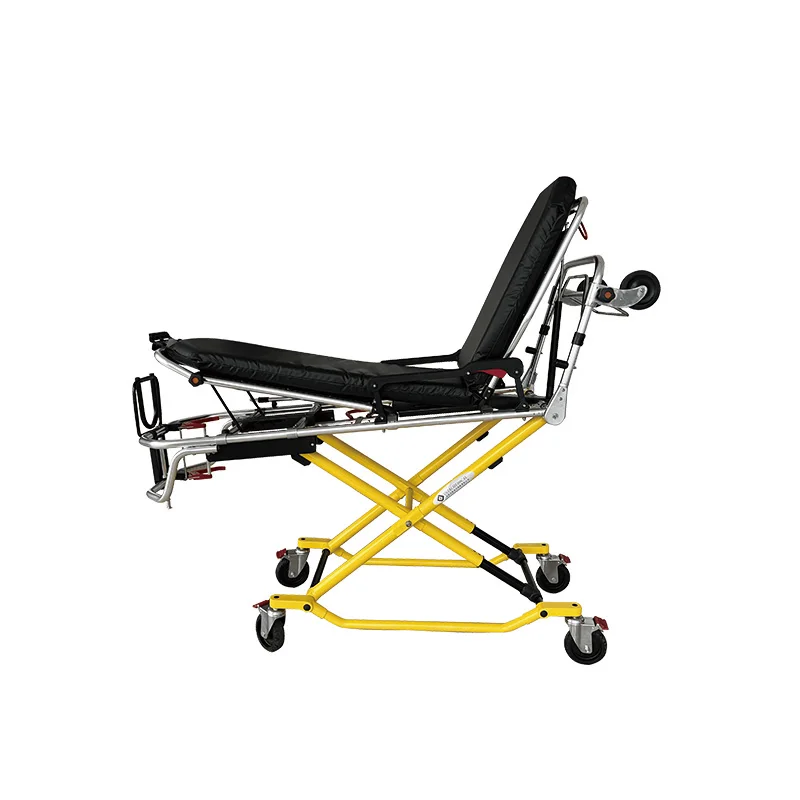 Multi-functional aluminum x-shaped tail folding 9-position adjustable ambulance stretcher