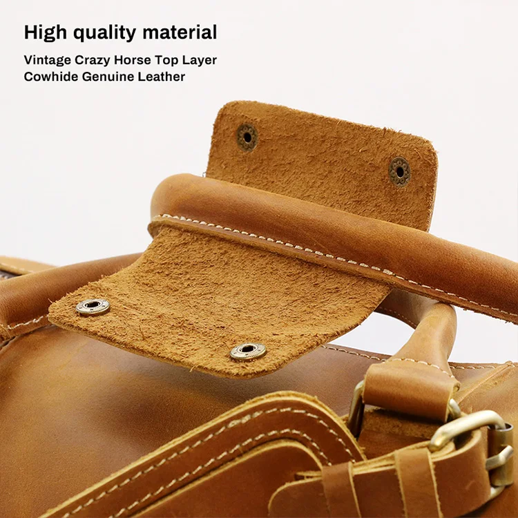 Factory wholesale handmade luggage leather duffle bag for men travel weekend