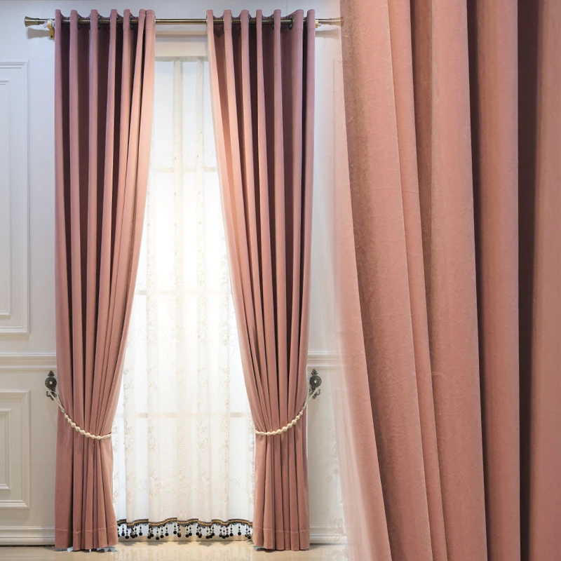 2021 Modern curtain princess style velvet European-style solid color shading high-end finished designs curtain for bedroom
