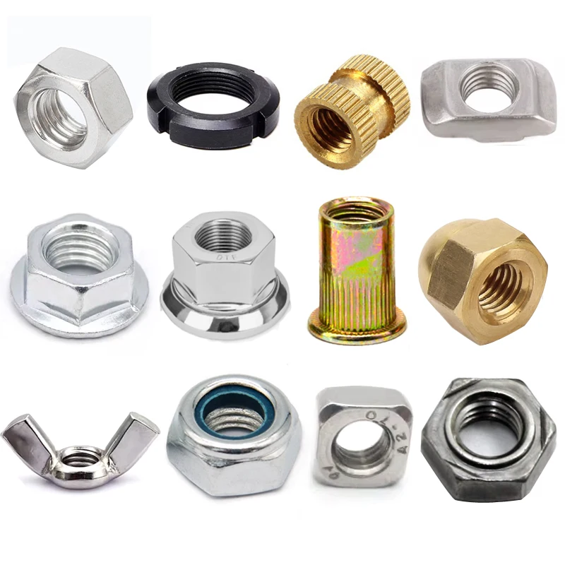 Manufacturer customized non-standard nuts Zinc carbon steel Brass Aluminum Stainless Steel nuts M3M4M5M6M8M1012