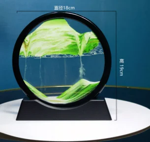 7/12inch Round Quicksand Painting 3D Hourglass Moving Sand Picture Home Decoration Ornament