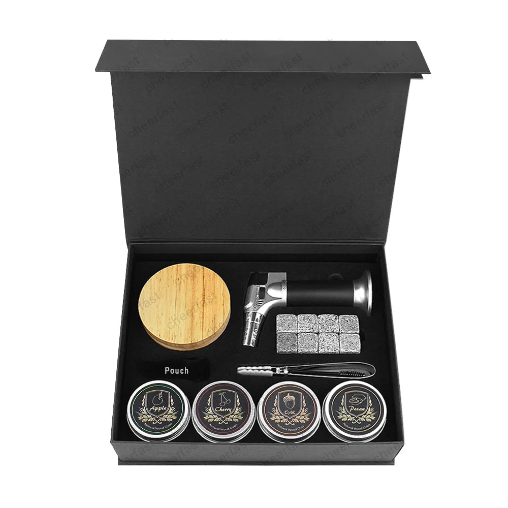 Customized Brand Whiskey Smoker Kit Magnetic Box Premium Cocktail Smoker Kit With Torch Old Fashioned Cocktail Smoker Kit