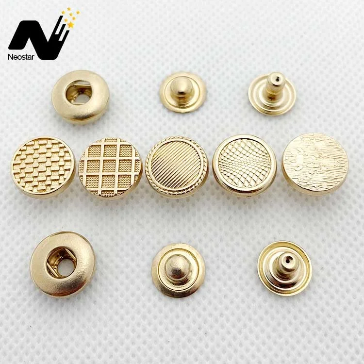 Saudi Arabia Button Making Custom Style Decorative Metal Press Snap Buttons in Gold