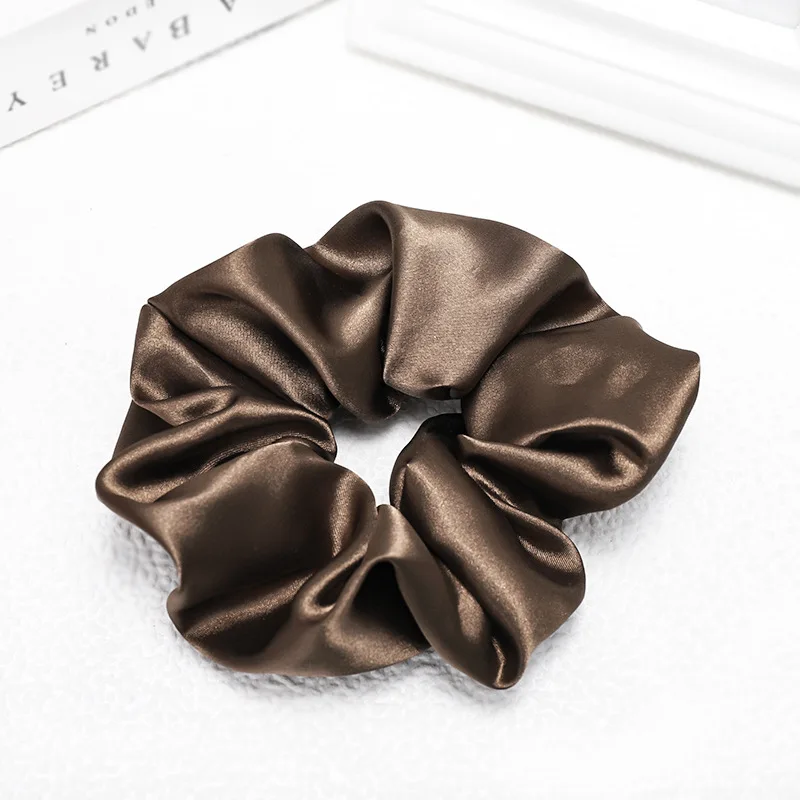 19 colors silk like hair scrunchies elastic french style big hair scrunchie satin for girls