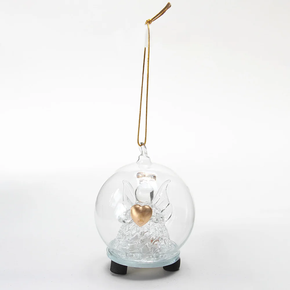 Christmas ornaments glass ball with angel Eco-friendly LED glass dome light angel Eco-friendly