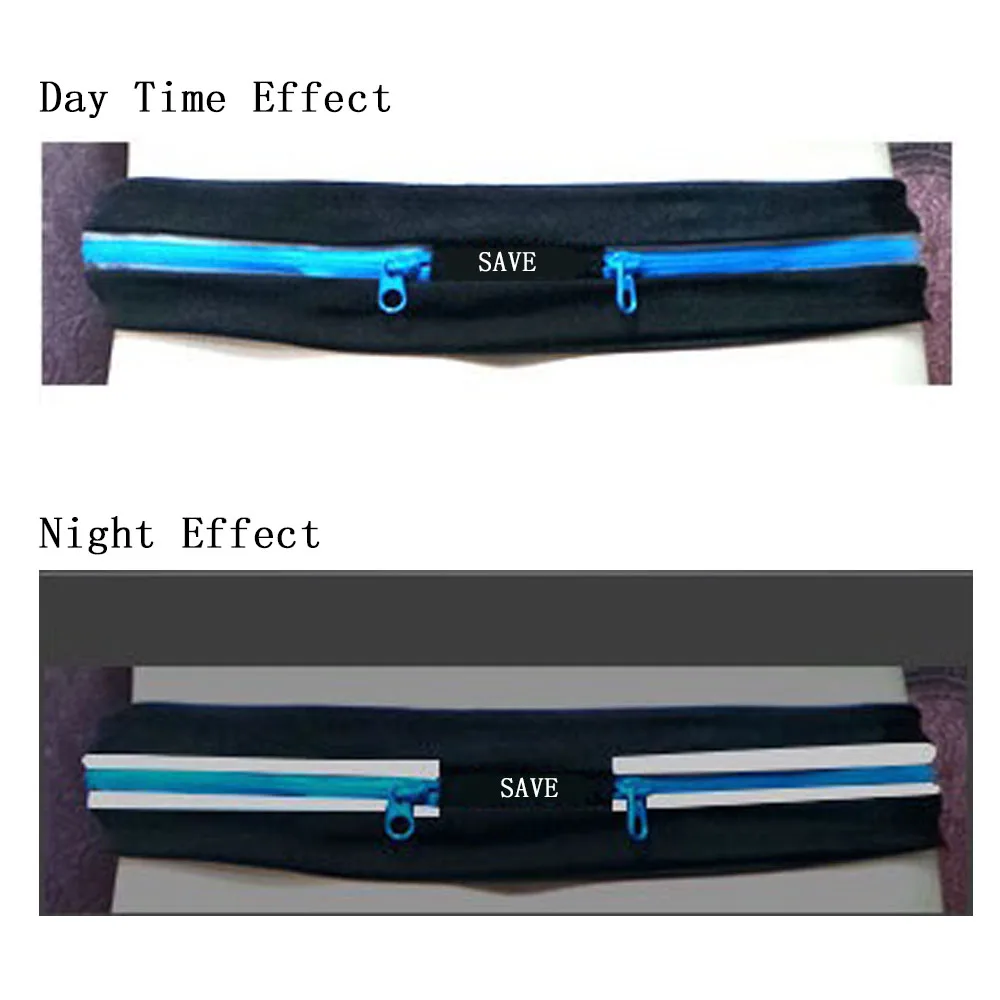 Slim Outdoor Sports Crossbody Fanny Pack Lycra Water Proof Fabric Reflective  Dual Pocket Running Belt for Treadmill