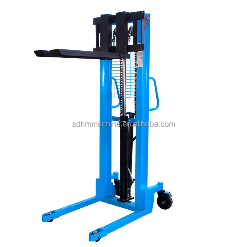 1000kg self loading portable forklift 500kg mini small hand manual semi electric self load lifting stacker