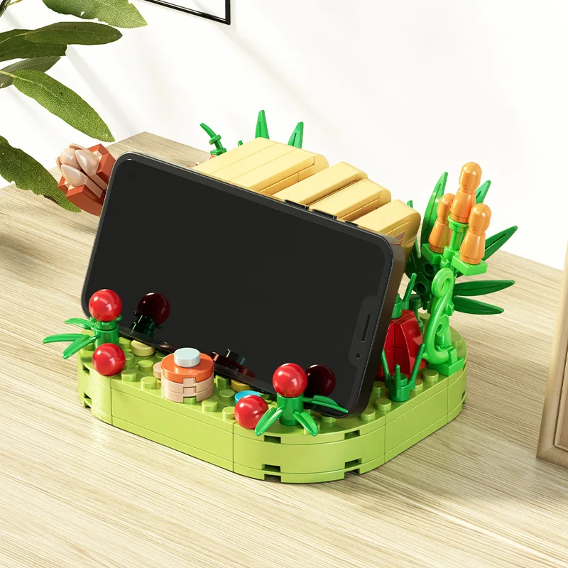 High Quality Puzzle Educational Mini Figure Building Blocks toast mobile phone holder Blocks Kids Toys