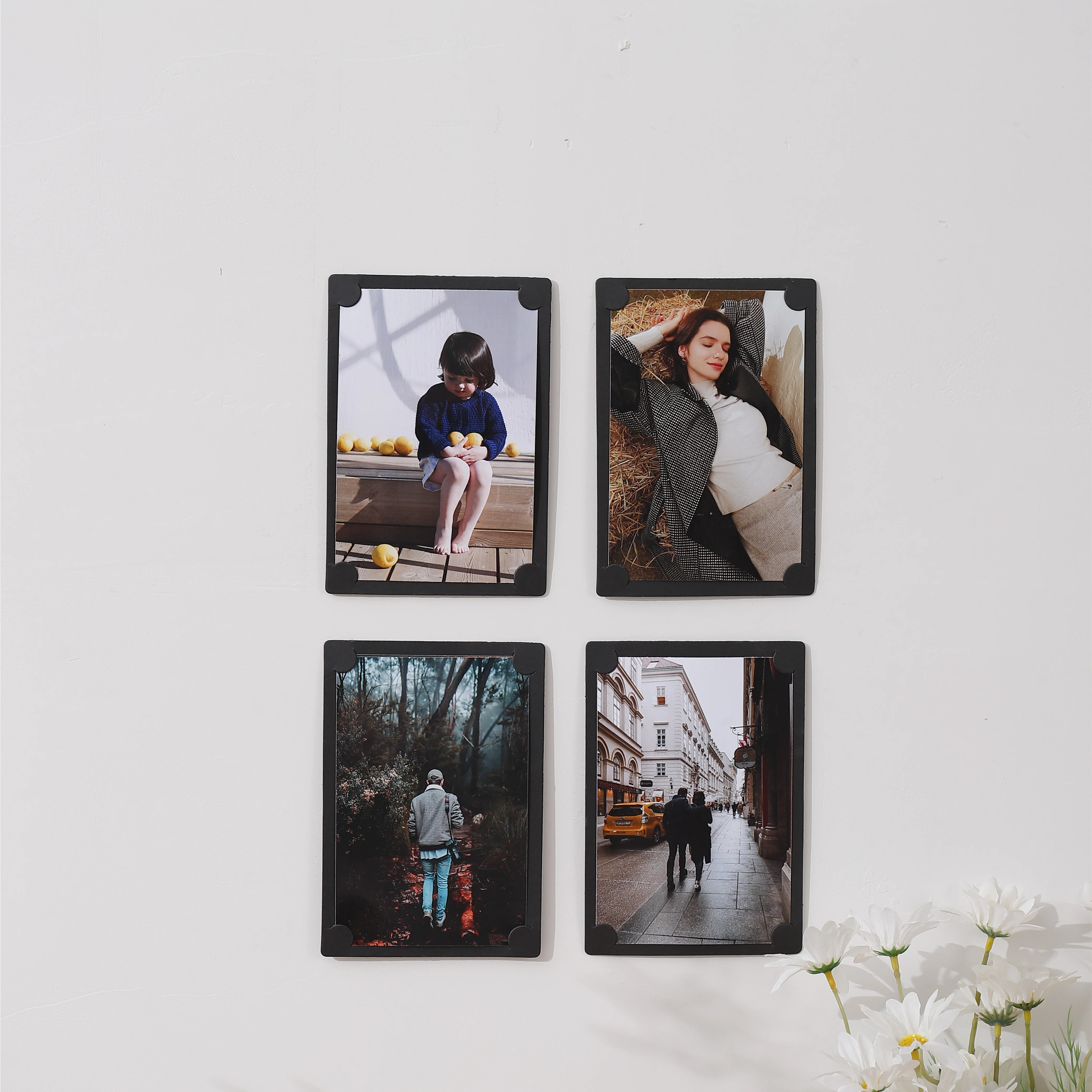 5pcs black indentation cardstock picture frame one double stand Cardstock picture frame Home decoration paper picture frame
