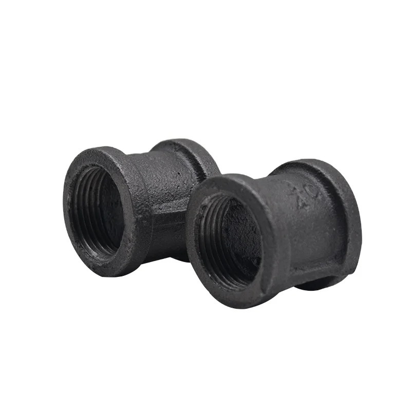 Material Black Malleable Iron Socket BSP thread female banded connector home decor tube Malleable iron pipe fittings
