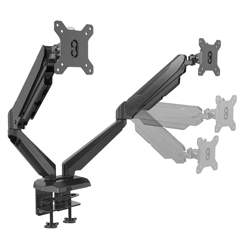 Gas Spring Arm Dual Monitor Stand Fits For Two Computer Screens 15 to 27 inches Black-GM224U