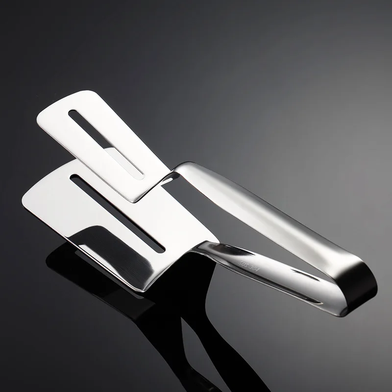 Kitchen Cooking Food Barbecue Tongs Stainless Steel Slotted Spatula Gripper Bread Clip Fried Steak Clamps