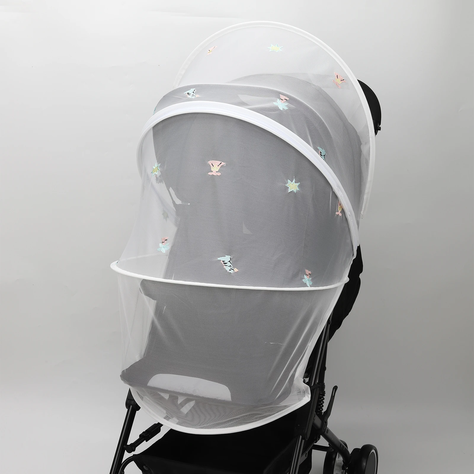 Embroidery Stroller Mosquito Net Full Cover with Double Zipper