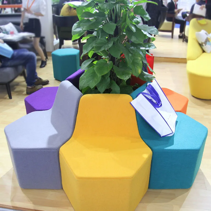 school hospital public Single chair waiting area furniture modern fabric reception stool pouf ottoman Office Modern Sofa