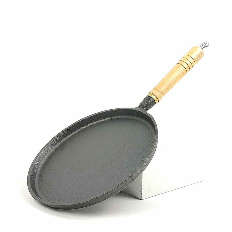Non Stick Kitchen Cookware Set Cast Iron 9 Inch Crepe Pan Cast Iron Pan with Wooden Handle