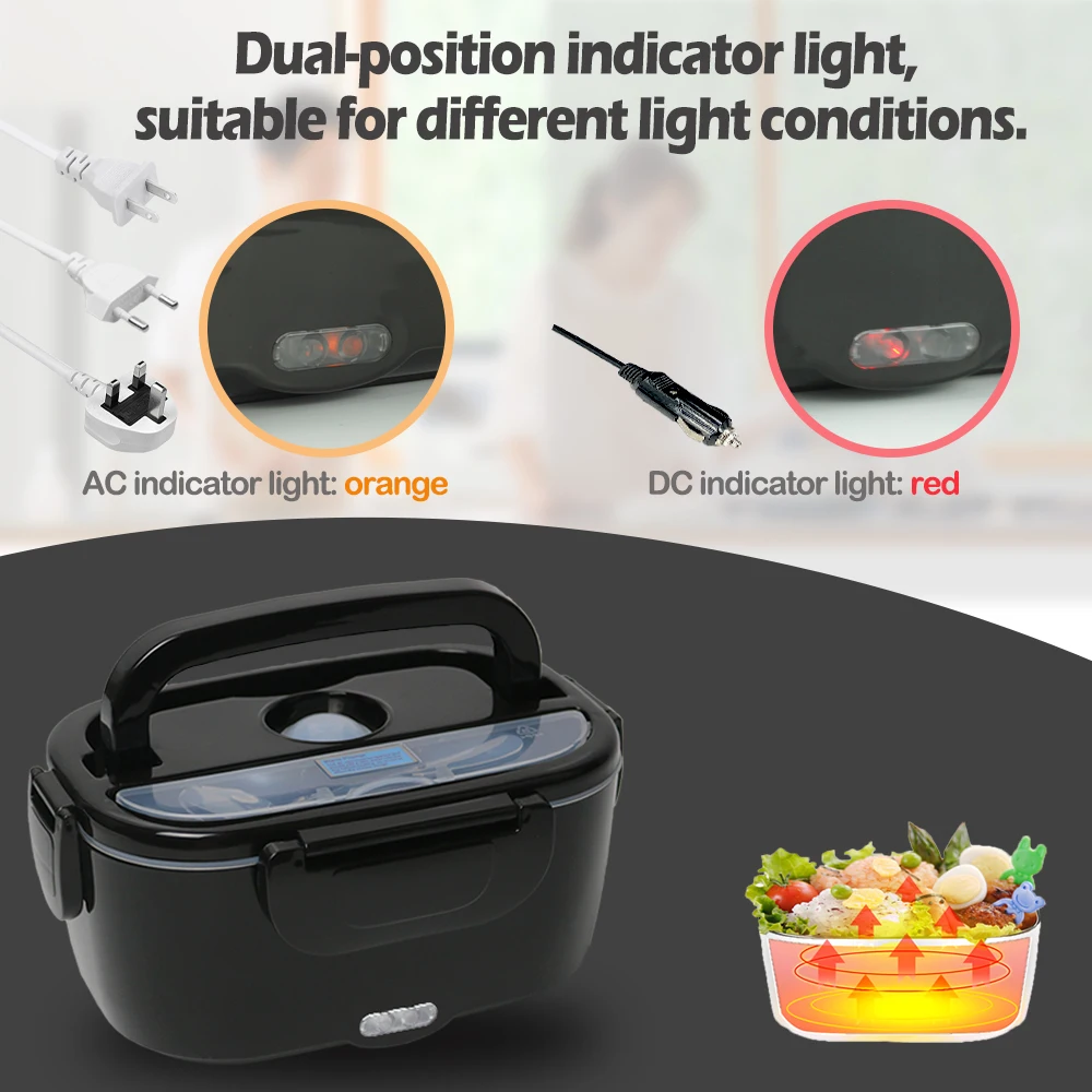 2 in 1 dual use  Portable Heated Electric Lunch Boxes Food Warmer Electric Lunch Box with Carrying Bag