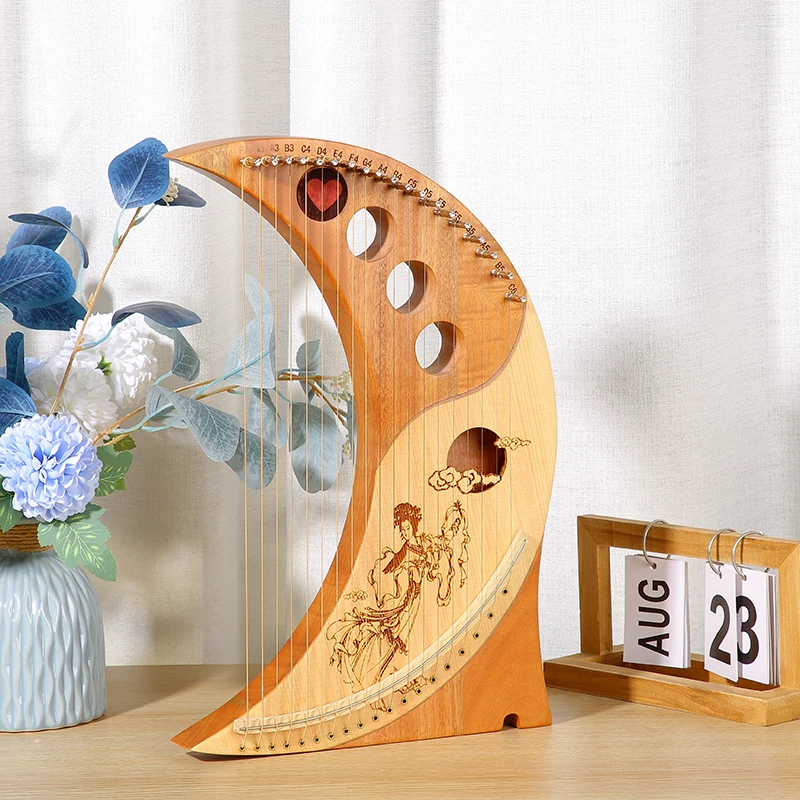 Harp 19 металлических струн музыкальный инструмент Изысканная Луна Lyre красное дерево Заводская по индивидуальному заказу